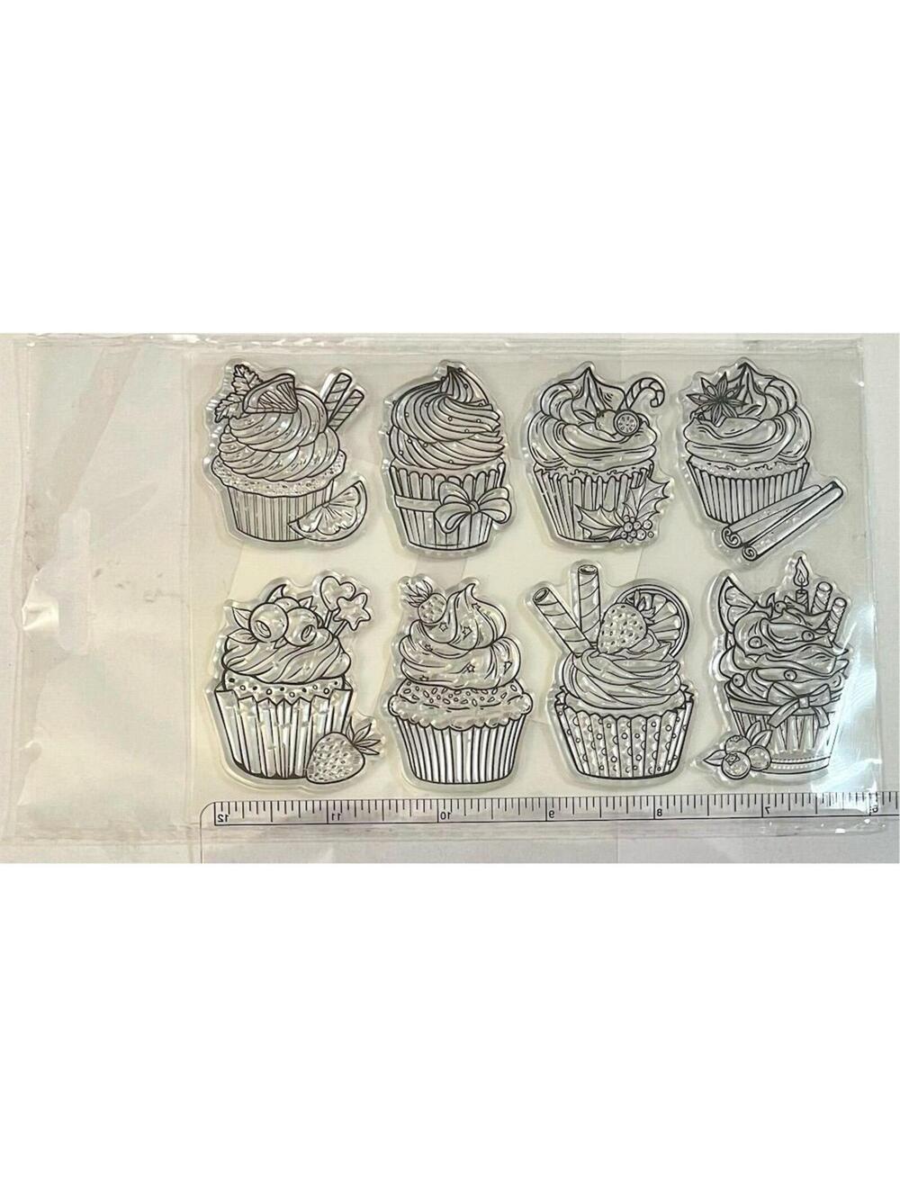 Cupcake Clear Stamp Set 8pc Birthday Baking Scrapbooking Card Making